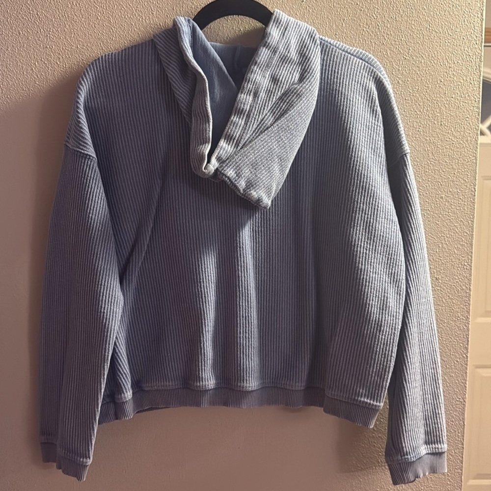Blue Ribbed Hoodie - Picture 3 of 3